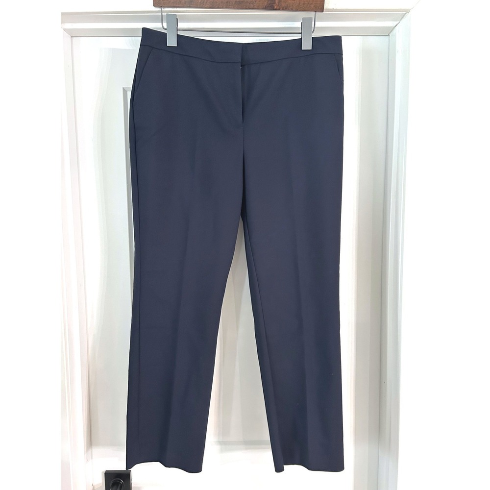 Chicos Navy Blue Straight Leg Trousers Size 1.5R US 10R Cotton Blend Pants
